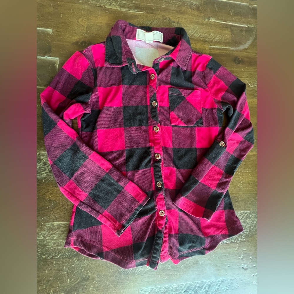 No Comment Pink Purple and Black Gingham Plaid Button down Shirt